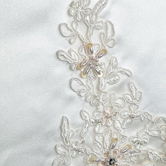 Oleg Cassini Ivory Satin Beaded Beaded Ball Gown Bridal Wedding Dress NWOT - Picture 7 of 16